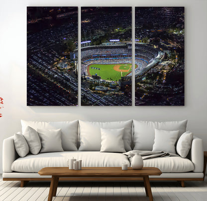 16515-MGV-CV-36X24-Dodgers Stadium Wall Art Canvas Print, Framed Baseball Stadium Art Picture Print, Dodgers Field Perfect Sport Room Decor Artwork