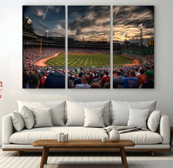 53432-MGV-CV-36X24-Fenway Park Stadium Wall Art Canvas Print, Framed Boston Baseball Stadium Art Picture Print, Massachusetts Fenway Park Perfect