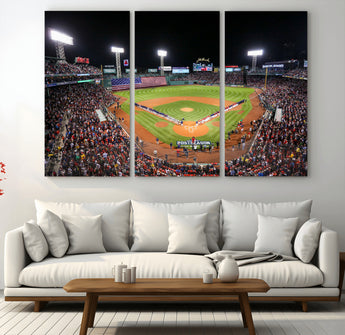 47365-MGV-CV-36X24-Fenway Park Stadium Wall Art Canvas Print, Framed Boston Baseball Stadium Art Picture Print, MLB Stadium Field Perfect Sport Room