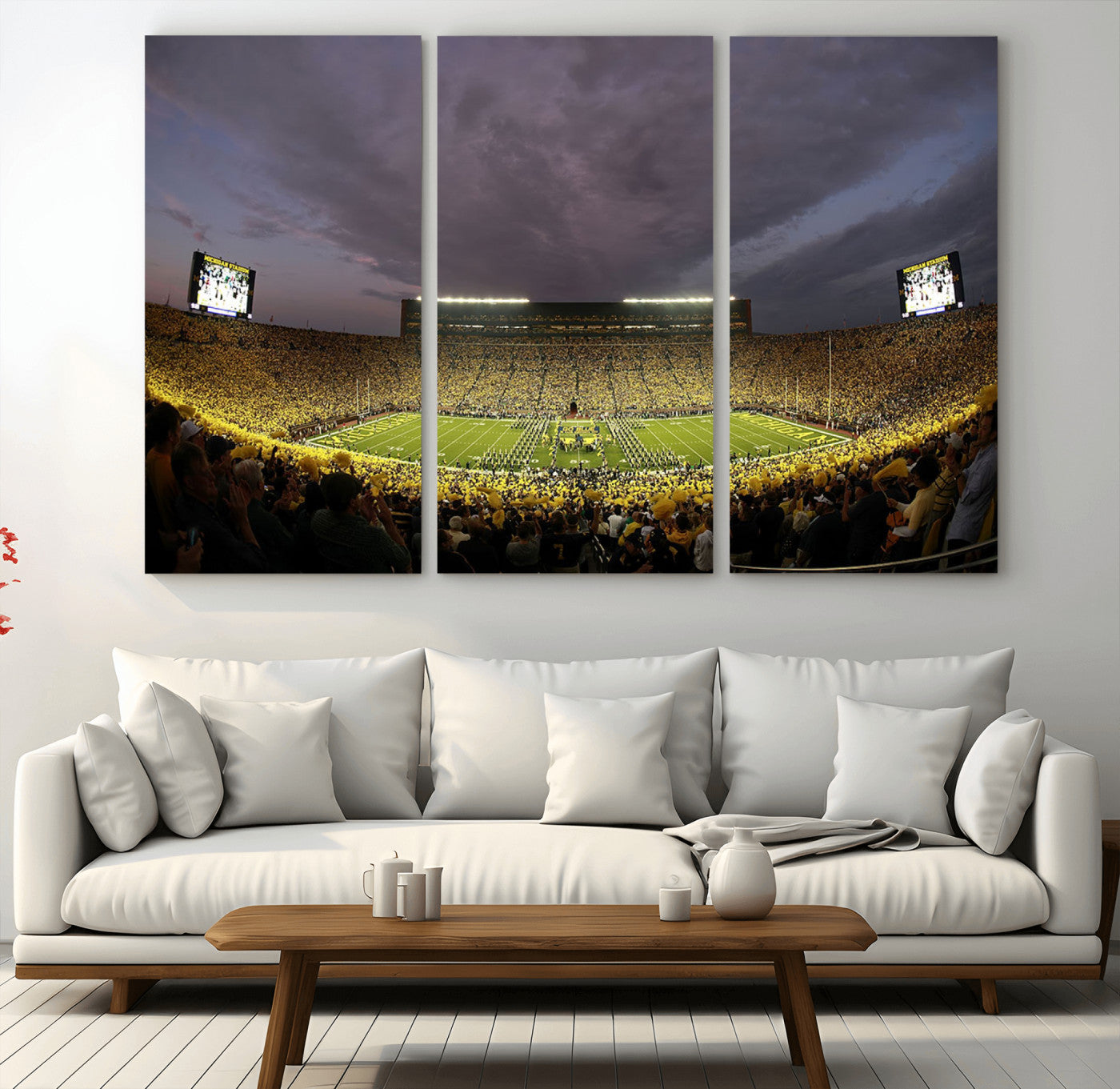 72404-MGV-CV-36X24-Michigan Wolverine Stadium Wall Art Canvas Print, Framed Michigan Stadium Art Picture Print, Football Stadium Perfect Sport Room