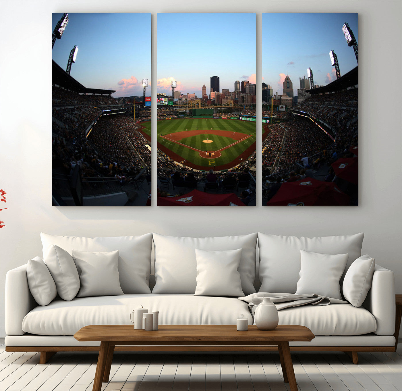 67670-MGV-CV-36X24-PNC Park Stadium Wall Art Canvas Print, Framed Pittsburgh Pirates Stadium Art Picture Print, PNC Park Field Perfect Sport Room