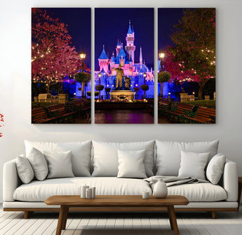 79435-MGV-CV-36X24-Disney Castle Wall Art Canvas Print, Framed Magic Kingdom Art Picture Print, Disney World Perfect Child Room Decor Artwork
