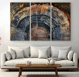 16193-MGV-CV-36X24-Tree Ring Wall Art – Abstract Wood Grain Canvas Print, Rustic Nature Texture Artwork Poster for Living Room, Bedroom, Office,