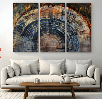 16193-MGV-CV-36X24-Tree Ring Wall Art – Abstract Wood Grain Canvas Print, Rustic Nature Texture Artwork Poster for Living Room, Bedroom, Office,