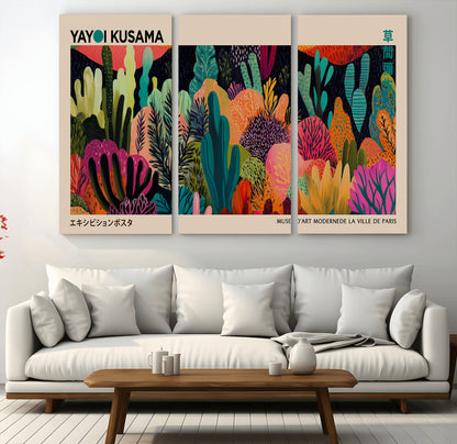 45711-MGV-CV-36X24-Yayoi Kusama Wall Art Canvas Print, Framed Abstract Yayoi Kusama Art Picture Print, Japanese Wabi Sabi Perfect Modern Abstract