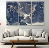 28282-MGV-CV-36X24-Blue Abstract Wall Art – Modern Ink Swirl Canvas Print, Contemporary Navy and Gold Painting for Living Room, Bedroom, Office or