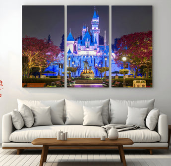 66710-MGV-CV-36X24-Enchanted Castle Wall Art – Magical Night Scene Canvas Print with Glowing Lights, Fantasy Architecture Artwork for Living Room,