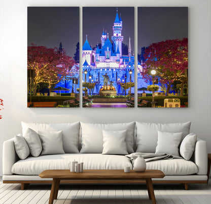 66710-MGV-CV-36X24-Enchanted Castle Wall Art – Magical Night Scene Canvas Print with Glowing Lights, Fantasy Architecture Artwork for Living Room,