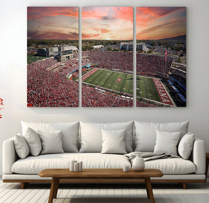 51135-MGV-CV-36X24-Indiana Hoosiers Stadium Wall Art – Panoramic Football Canvas Print with Game Day Crowd and Sunset Sky, Sports Artwork for Man
