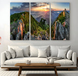 51582565-MGV-CV-36X24-Mountain Sunrise Panorama Wall Art – Scenic Landscape Canvas Print, Hiking Adventure Nature Photography, Large Mountain Range Wall