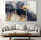 41136487-MGV-CV-36X24-Black Marble Wall Art Canvas Print, Framed Gold Veins Art Picture Print, Abstract Texture Perfect Moody Luxe Decor Artwork