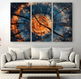 81894502-MGV-CV-36X24-Burnt Wood Wall Art Canvas Print, Framed Aged Timber Art Picture Print, Rustic Tree Slice Perfect Rustic Decor Artwork for Home,