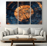 18975622-MGV-CV-36X24-Burnt Wood Wall Art Canvas Print, Framed Aged Timber Art Picture Print, Rustic Tree Slice Perfect Rustic Decor Artwork for Home,