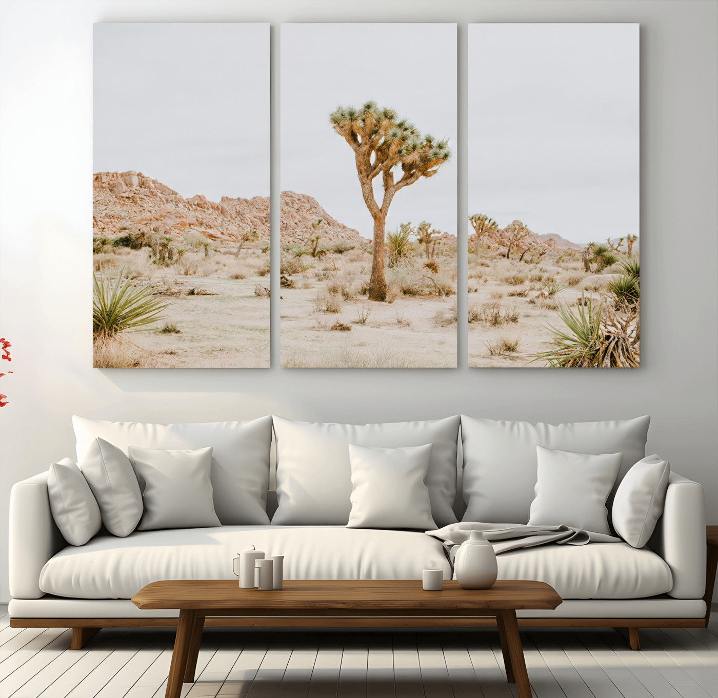67109959-MGV-CV-36X24-Joshua Tree Wall Art Canvas Print, Framed Neutral Desert Art Picture Print, Earthy Landscape Perfect Neutral Boho Decor Artwork