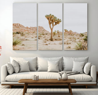 67109959-MGV-CV-36X24-Joshua Tree Wall Art Canvas Print, Framed Neutral Desert Art Picture Print, Earthy Landscape Perfect Neutral Boho Decor Artwork