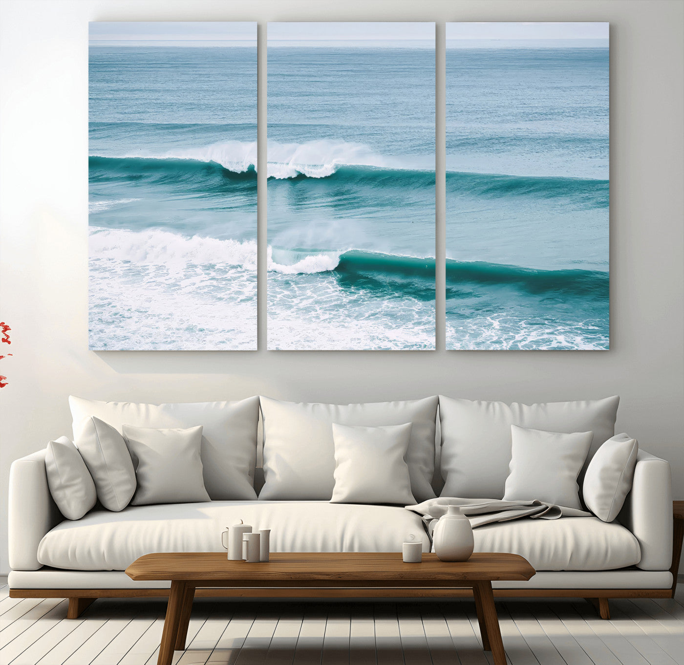 73692470-MGV-CV-36X24-Ocean Swell Wall Art Canvas Print, Framed Surf Waves Art Picture Print, Blue Water Perfect Coastal Dynamic Decor Artwork