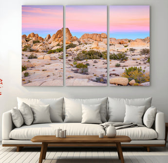 96167137-MGV-CV-36X24-Vibrant Sunset Sky Wall Art Canvas Print, Framed Joshua Tree Art Picture Print, Rugged Terrain Perfect Southwestern Boho Decor