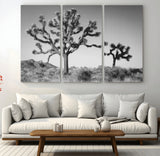 50975475-MGV-CV-36X24-Joshua Tree Art Wall Art Canvas Print, Framed Desert Tree Print Art Picture Print, Black White Nature Perfect Southwestern Boho