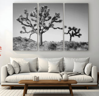 50975475-MGV-CV-36X24-Joshua Tree Art Wall Art Canvas Print, Framed Desert Tree Print Art Picture Print, Black White Nature Perfect Southwestern Boho