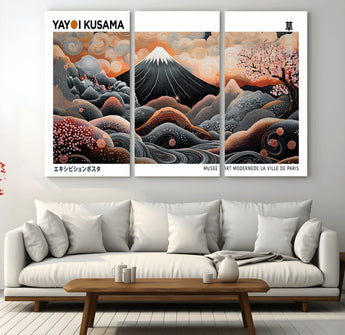 63125329-MGV-CV-36X24-Japanese Mt Fuji Wall Art – Surreal Ukiyo e Style Cherry Blossom Poster, Swirling Cloud Landscape Print, Modern Oriental Asian