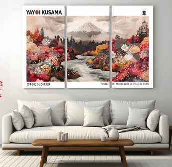 32352074-MGV-CV-36X24-Japanese Landscape Wall Art – Mount Fuji River Canvas Print, Modern Asian Inspired Nature Decor for Living Room, Bedroom, Office