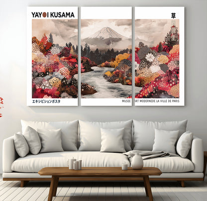 32352074-MGV-CV-36X24-Japanese Landscape Wall Art – Mount Fuji River Canvas Print, Modern Asian Inspired Nature Decor for Living Room, Bedroom, Office
