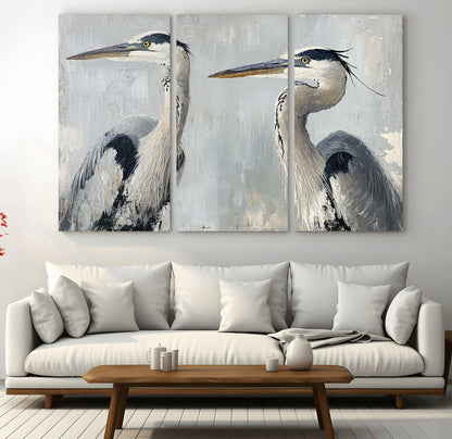 19427826-MGV-CV-36X24-Bird Canvas Decor Wall Art Canvas Print, Framed Coastal Bird Pair Art Picture Print, Minimalist Wildlife Wall Perfect Coastal