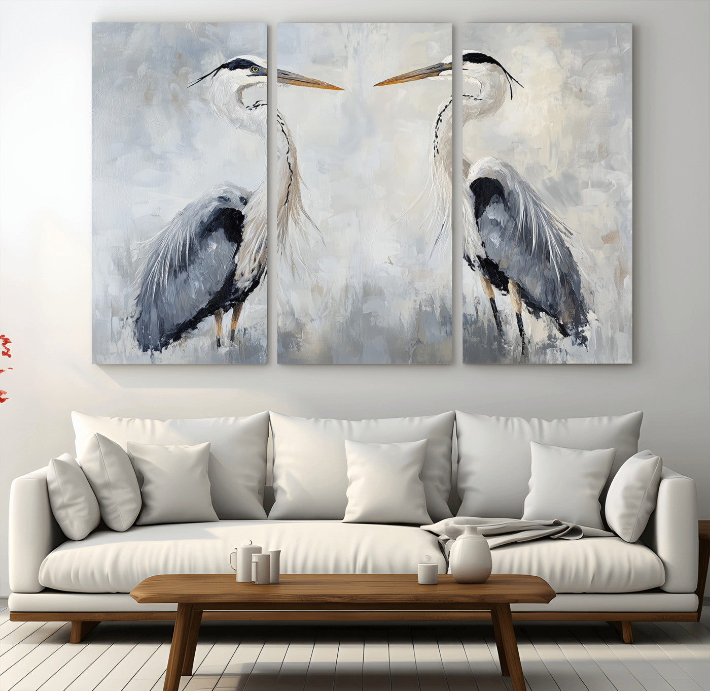 90806932-MGV-CV-36X24-Heron Wall Art Wall Art Canvas Print, Framed Bird Canvas Decor Art Picture Print, Nature Inspired Perfect Coastal Minimalist Decor