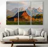 31771014-MGV-CV-36X24-Rustic Barn Wall Art Canvas Print, Framed Western Landscape Art Picture Print, Farmhouse Style Perfect Rustic Farmhouse Decor