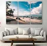 95301406-MGV-CV-36X24-Tropical Beach Wall Art Canvas Print, Framed Ocean Waves Art Picture Print, Relazxing Seascape Perfect Tropical Coastal Decor