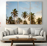 99033771-MGV-CV-36X24-Palm Trees Wall Art Canvas Print, Framed Tropical Vibes Art Picture Print, Coastal Sunset Perfect Coastal Boho Decor Artwork