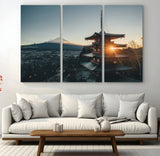 87729656-MGV-CV-48X32-3P-Mount Fuji Wall Art Canvas Print, Framed Japan Travel Art Picture Print, Chureito Pagoda Perfect Zen Minimalism Decor Artwork