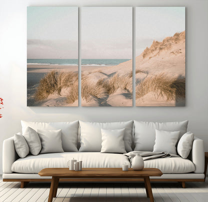 28064037-MGV-CV-36X24-Minimalist Seascape Wall Art Canvas Print, Framed Neutral Beach Print Art Picture Print, Sand Dune Photography Perfect