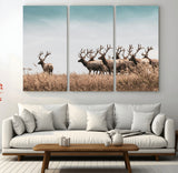 81594705-MGV-CV-36X24-Elk Herd Wall Art Canvas Print, Framed Wildlife Photography Art Picture Print, Rustic Nature Print Perfect Rustic Wildlife Decor
