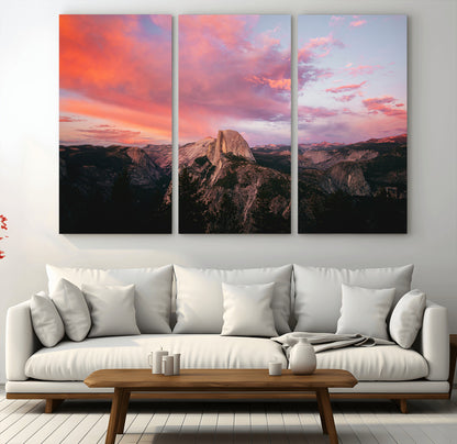 32786115-MGV-CV-36X24-Half Dome Wall Art Canvas Print, Framed Yosemite National Park Art Picture Print, Dramatic Sunset Perfect Adventurous Wilderness