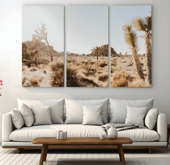 62783269-MGV-CV-48X32-3P-Joshua Tree Wall Art – Desert Landscape Photography Canvas Print, Southwest Nature Artwork Rustic Home Decor for Living Room,