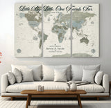 10693204-MGV-CV-36X24-Little By Little One Travels Far Tolkien Quote Blue Green World Map Adventure Wall Art Canvas Print Rustic Wanderlust Travel Decor