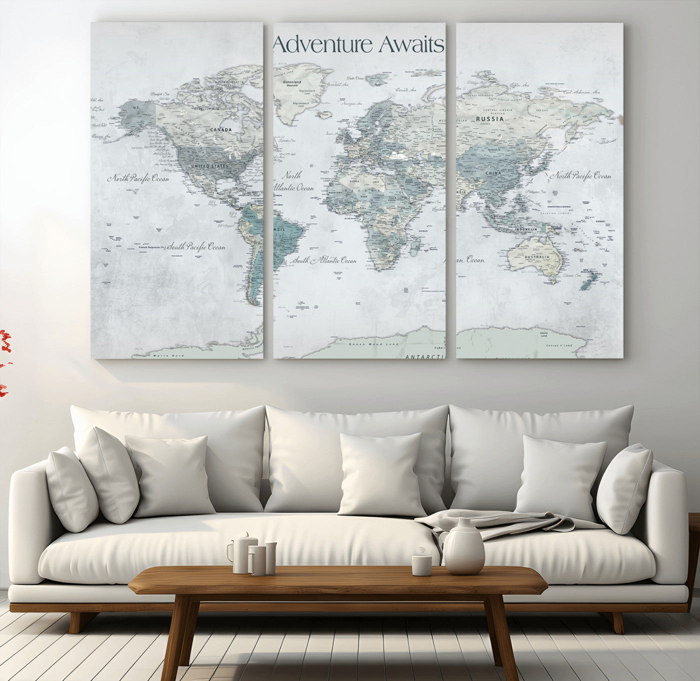 TEST111-MGV-CV-36X24-Personalized Adventure Awaits Push Pin World Map – Custom Framed Travel Tracker Canvas Wall Art for Home, Office