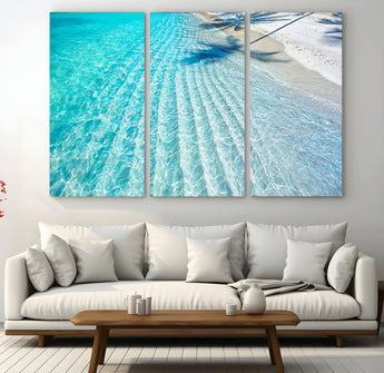 68127042-MGV-CV-36X24-Beach Wall Art – Tropical Ocean Canvas Print, Clear Water and White Sand Photography Decor for Bedroom, Living Room, Office,