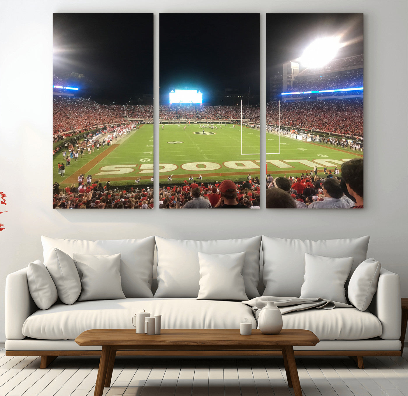 16230786-MGV-CV-36X24-Sanford Stadium Wall Art – Georgia Bulldogs Football Night Game Canvas Print, College Sports Decor for Man Cave, Bar, Office, or