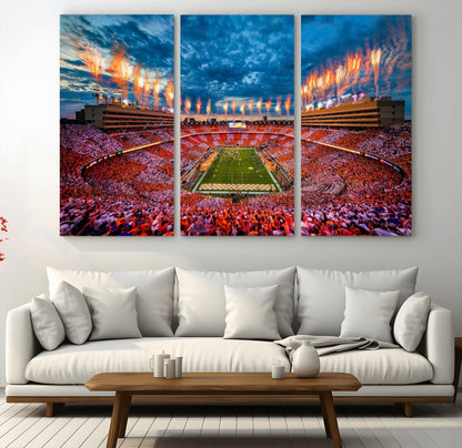 94266219-MGV-CV-36X24-Neyland Stadium Wall Art – Panoramic Tennessee Volunteers Checkerboard Crowd Fireworks Canvas Print, Football Game Day Sports