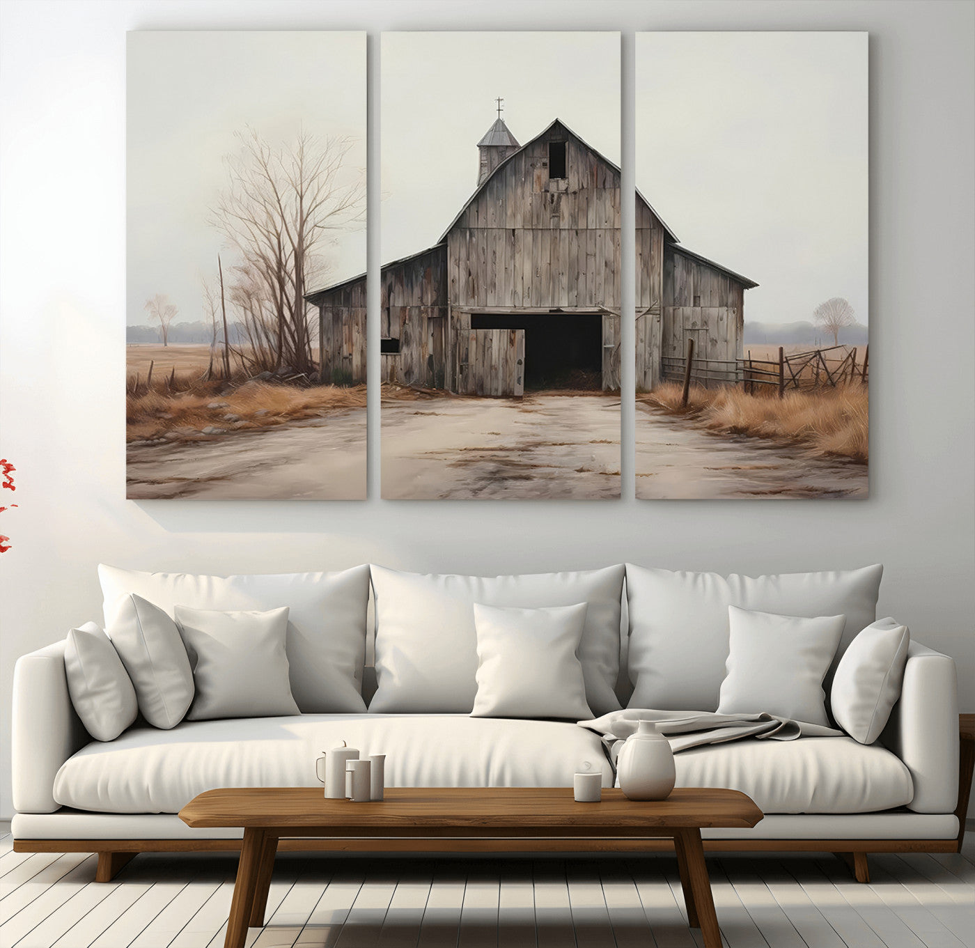 90499-MGV-CV-36X24-Old Barn Wall Art Canvas Print, Framed Rustic Barn Art Picture Print, Abandoned Farm Perfect Rustic Farmhouse Decor Artwork