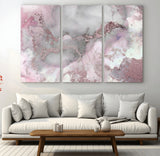 16416-MGV-CV-36X24-Blush Marble Wall Art Canvas Print, Framed Rose Gold Art Picture Print, Pink Cloudy Perfect Modern Glam Decor Artwork