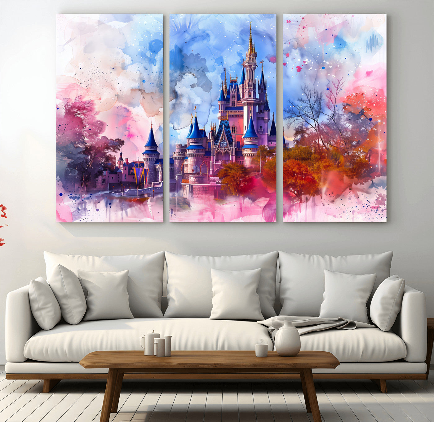 15129-MGV-CV-36X24-Disney Castle Wall Art Canvas Print, Framed Cinderella Palace Art Picture Print, Fantasy Kingdom Perfect Whimsical Fairytale Decor
