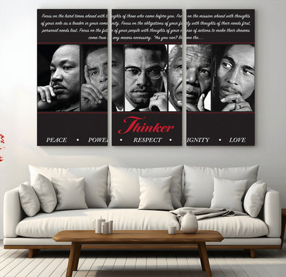 45112-MGV-CV-36X24-Black Icons Wall Art Canvas Print, Framed Thinker Art Picture Print, Motivational Quote Perfect Cultural Modern Decor Artwork