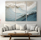 53646-MGV-CV-36X24-Ocean Wave Wall Art Canvas Print, Framed Textured Seascape Art Picture Print, Modern Ocean Perfect Minimal Coastal 2/2 Decor
