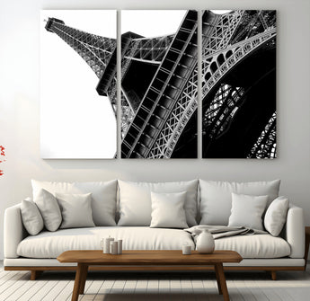 89033-MGV-CV-36X24-Eiffel Tower Wall Art – Dramatic Black and White Architectural Canvas Print, Modern Paris Decor for Office, Living Room or