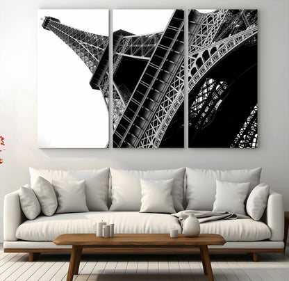 89033-MGV-CV-36X24-Eiffel Tower Wall Art – Dramatic Black and White Architectural Canvas Print, Modern Paris Decor for Office, Living Room or