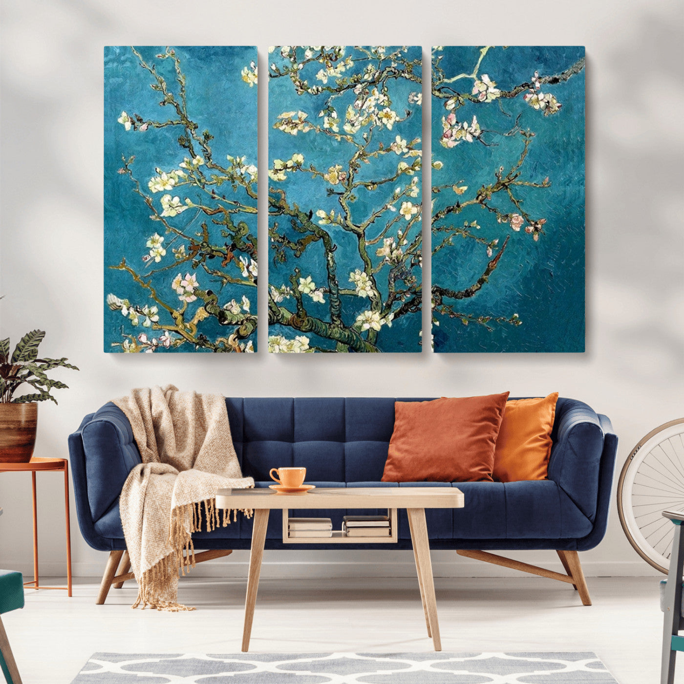 91714-MGV-CV-36X24-Almond Blossoms Wall Art – Handcrafted Van Gogh Inspired Floral Canvas Print, Beautiful Nature Decor for Living Room, Bedroom, or