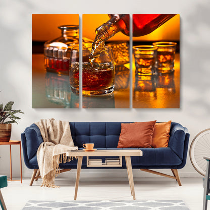 18250-MGV-CV-36X24-Whiskey Pour Wall Art – Captivating Whiskey Splash Canvas Print, Elegant Bar or Home Lounge Decor for Office, Man Cave or Living